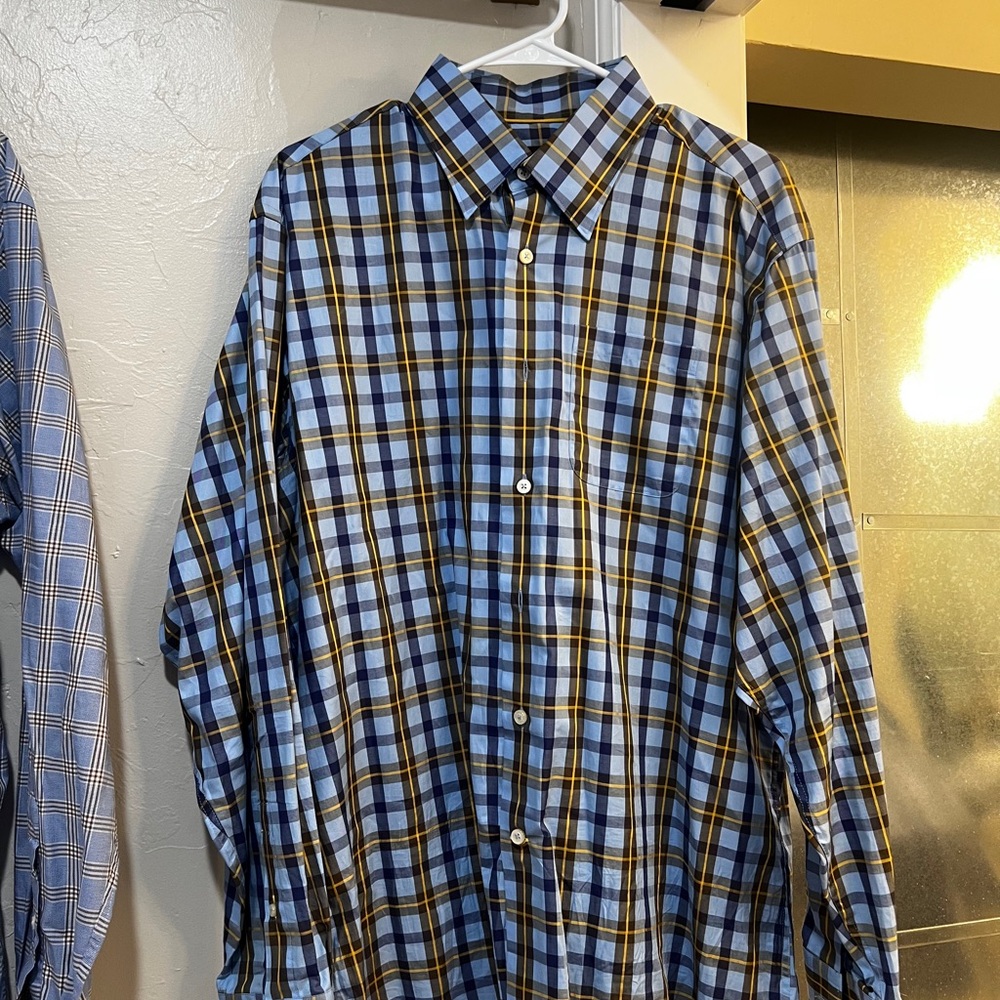 Robert Talbott Blue and Yellow Plaid Casual Shirt